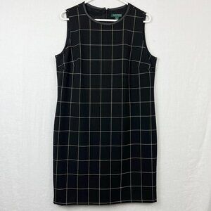 Lauren Ralph Lauren Sleeveless Shift Dress Women 10 Academia Preppy Professional